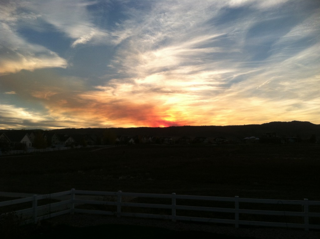 Fern Lake fire sunset 10/20/12